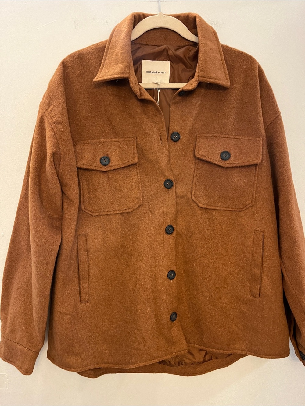 Thread & Supply Women's Chest-Pocket Shirt Jacket in Rust Brown